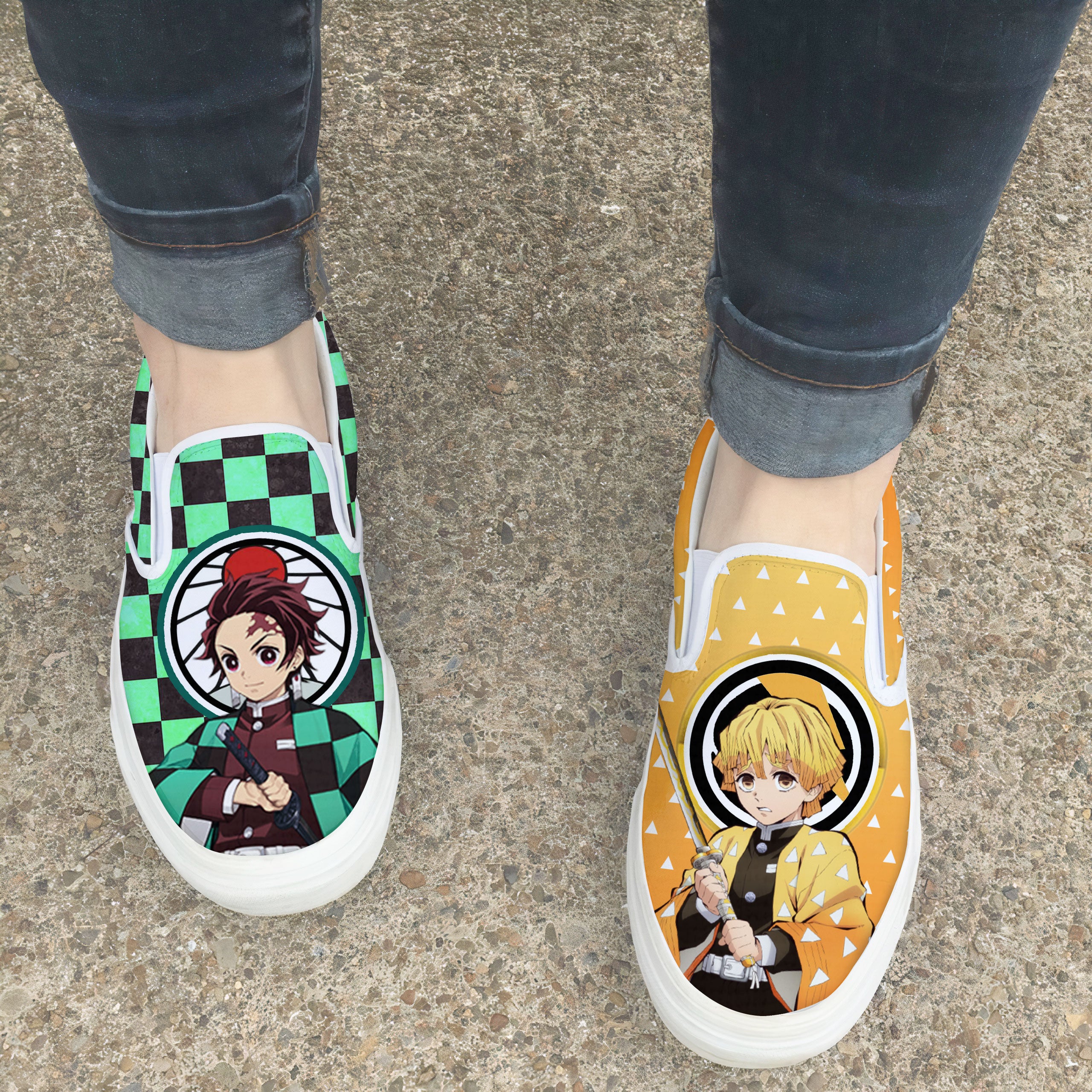 Tanjiro X Zenitsu Shoes Custom Demon Slayer Anime Classic Slip-On Sneakers