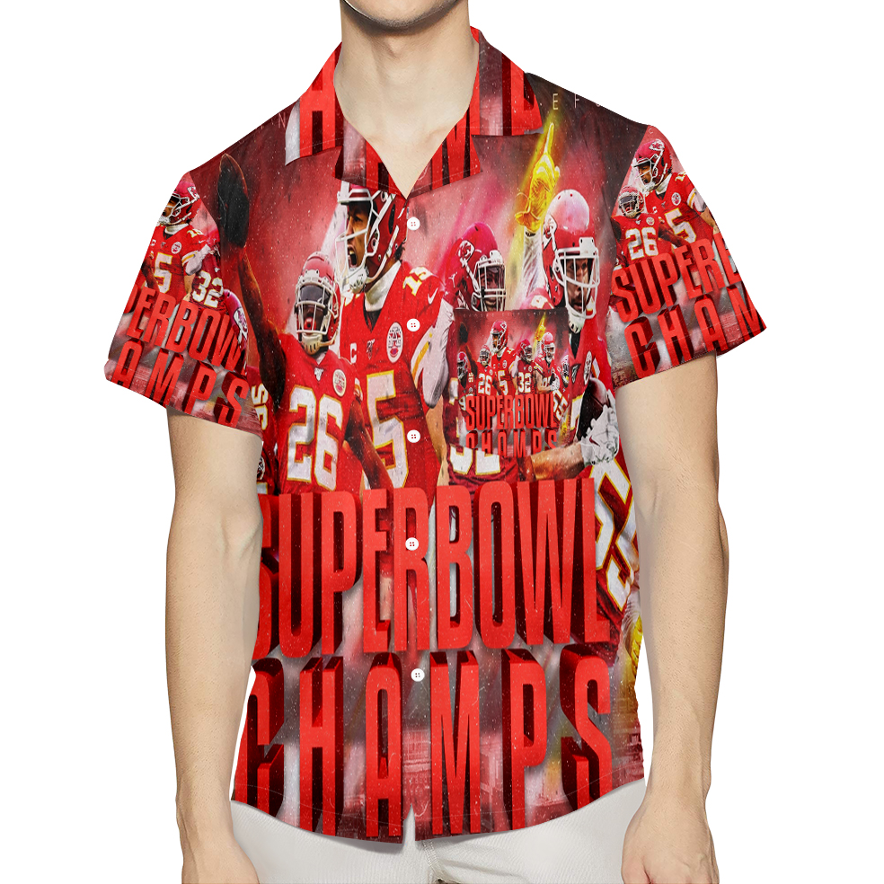 Kansas City Chiefs Team Super Bowl Champions 3D All Over Print Summer Beach Hawaiian Shirt With Pocket