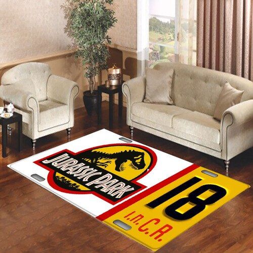 Jurasic Park Jeep License Plate Living Room Carpet Rugs