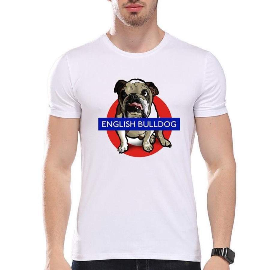 Summer Cotton Comfort Soft O-Neck Short-Sleeve Shirt English Bulldog Dog Animal Pet For Men Tshirt