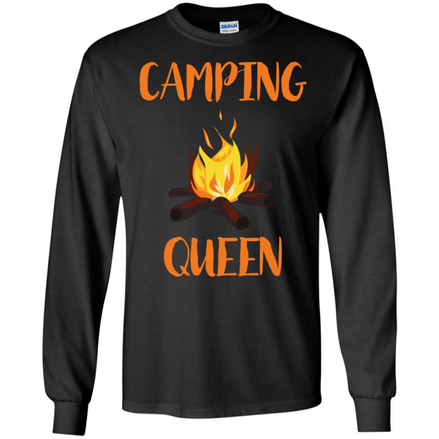 Camping Queen Happy Camper Quote - LS, Hoodie, Sweatshirt - TeeEver.com
