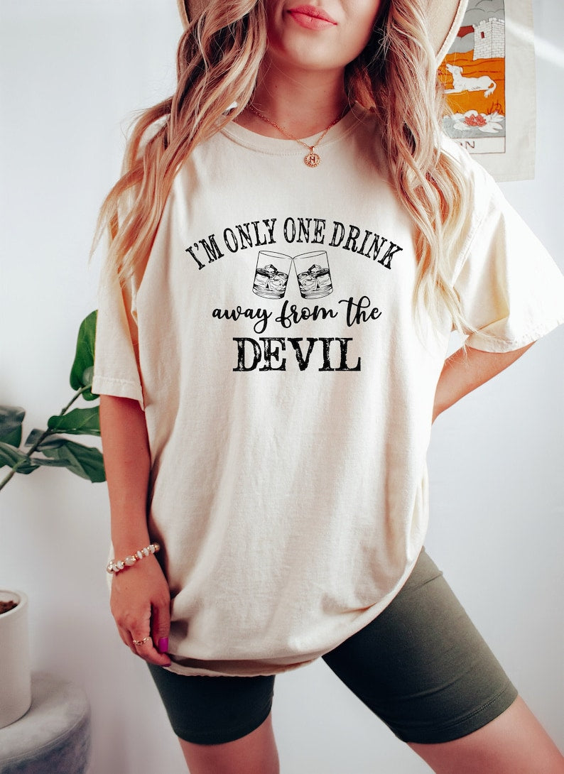 I’M Only One Drink Away From The Devil Shirt- Jelly Roll Shirt – Country Music Shirt – Country Shirt – Country Tour Shirt