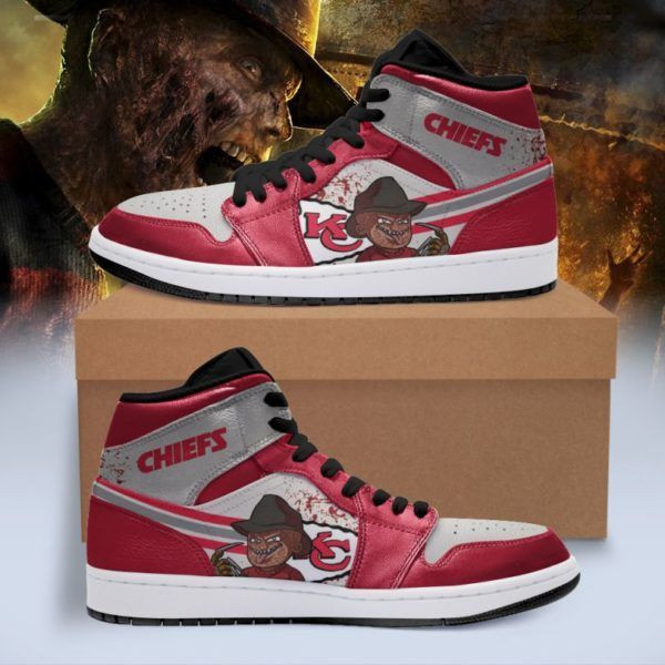 Kansas City Chiefs Horror Man Design Air Jordan 1 Mid Printing Shoes Sneaker