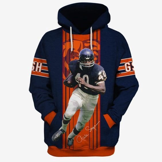 Chicago Bears Gale Sayers Many Logo 27 Unisex 3D Hoodie Gift For Fans