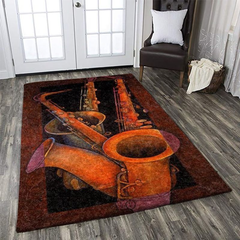 Vintage Saxophone Rectangle Hk48911 Rug Carpet Area Rug For Living Room Bedroom Rug Home Decor