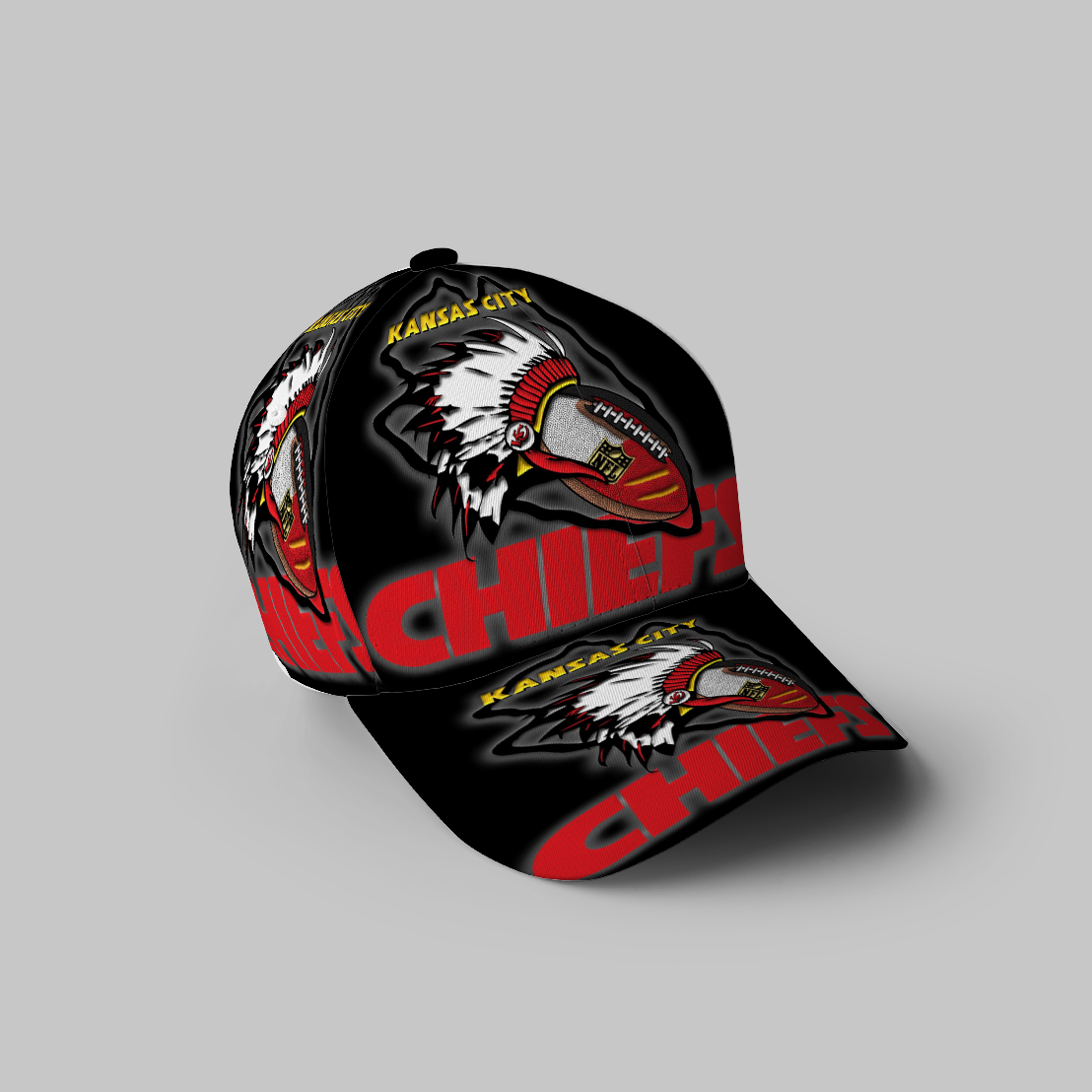 Kansas City Chiefs Emblem V6 3D Printing Baseball Cap Classic Hat