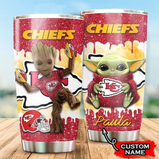 Holatshirt Custom Name Grogu Groot Kansas City Chiefs Tumbler Mug