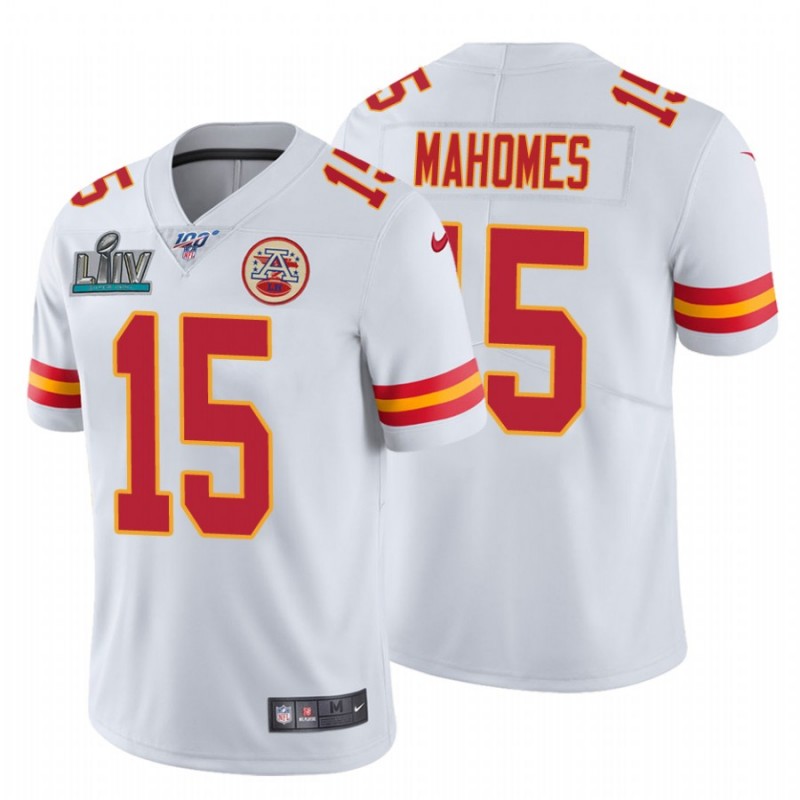 Men’S Patrick Mahomes Kansas City Chiefs White Super Bowl Liv White Vapor Limited Jersey – All Stitched, Embroidery