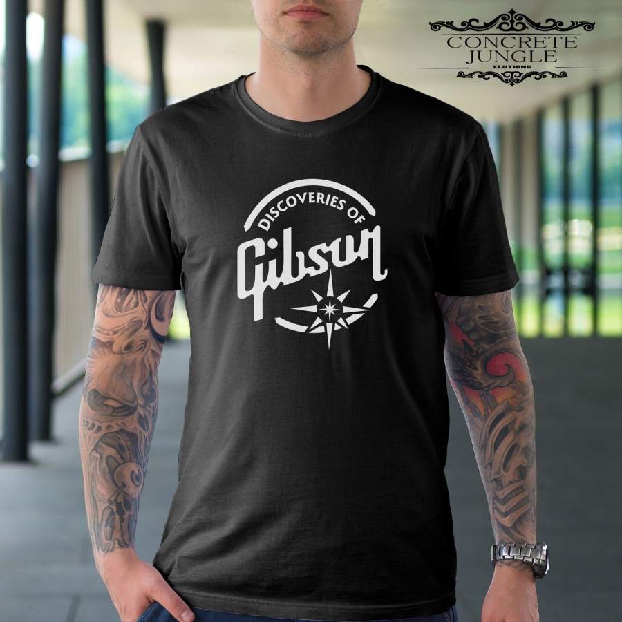 High Quality Gibson Guitar T-shirt-vintage-retro-classic-black Music Tee Casual T Shirt Printed Tops O Neck Tee Shirt