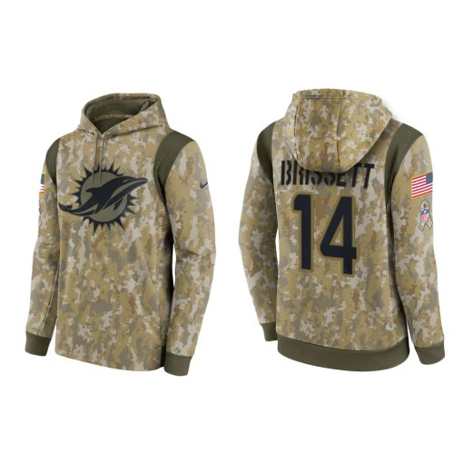 Jacoby Brissett Miami Dolphins Camo 2021 Salute To Service Veterans Day Therma Pullover Hoodie