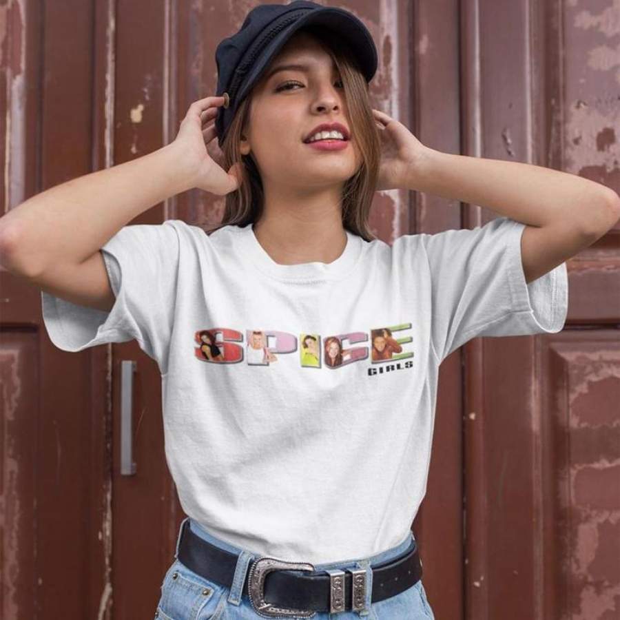 Vintage Spice Girls T-Shirt Tour Concert Ladies Women Girls Baggy Tee Street Style Short Sleeve Tops Personality Pattern