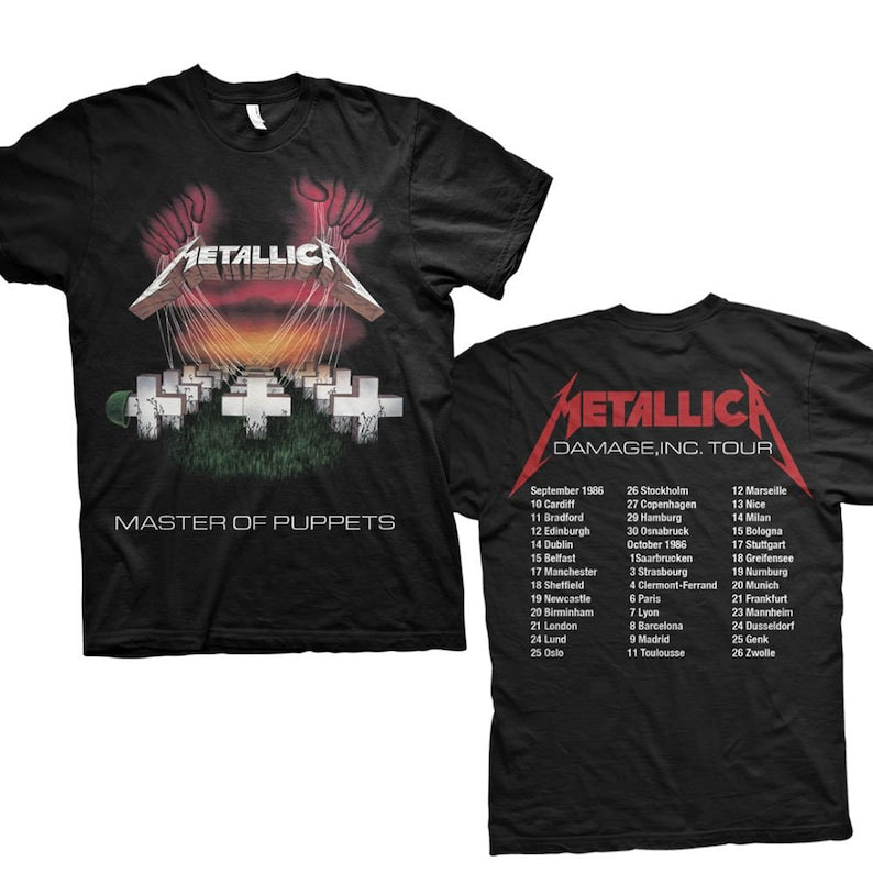 Metallica Master Of Puppets European Tour ’86 T-Shirt A Rock Off Officially Licensed Product Unisex Adult Sizes