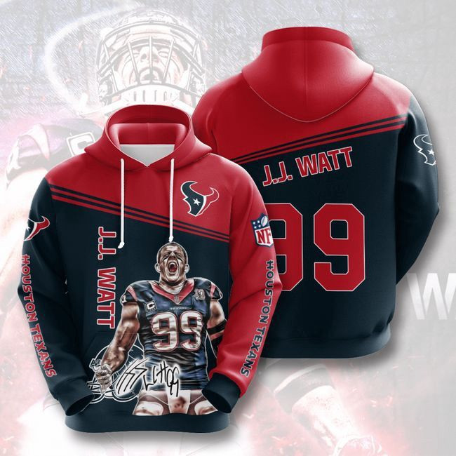 Houston Texans 99 J. J. Watt 23 Unisex 3D Hoodie Gift For Fans