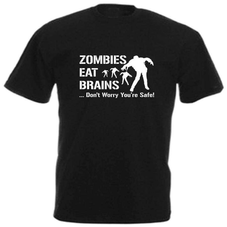 ZOMBIES EAT Cerveaux Men’s T-Shirt Noël Marrant Cadeau Blague Idiot Mort Cool Haut