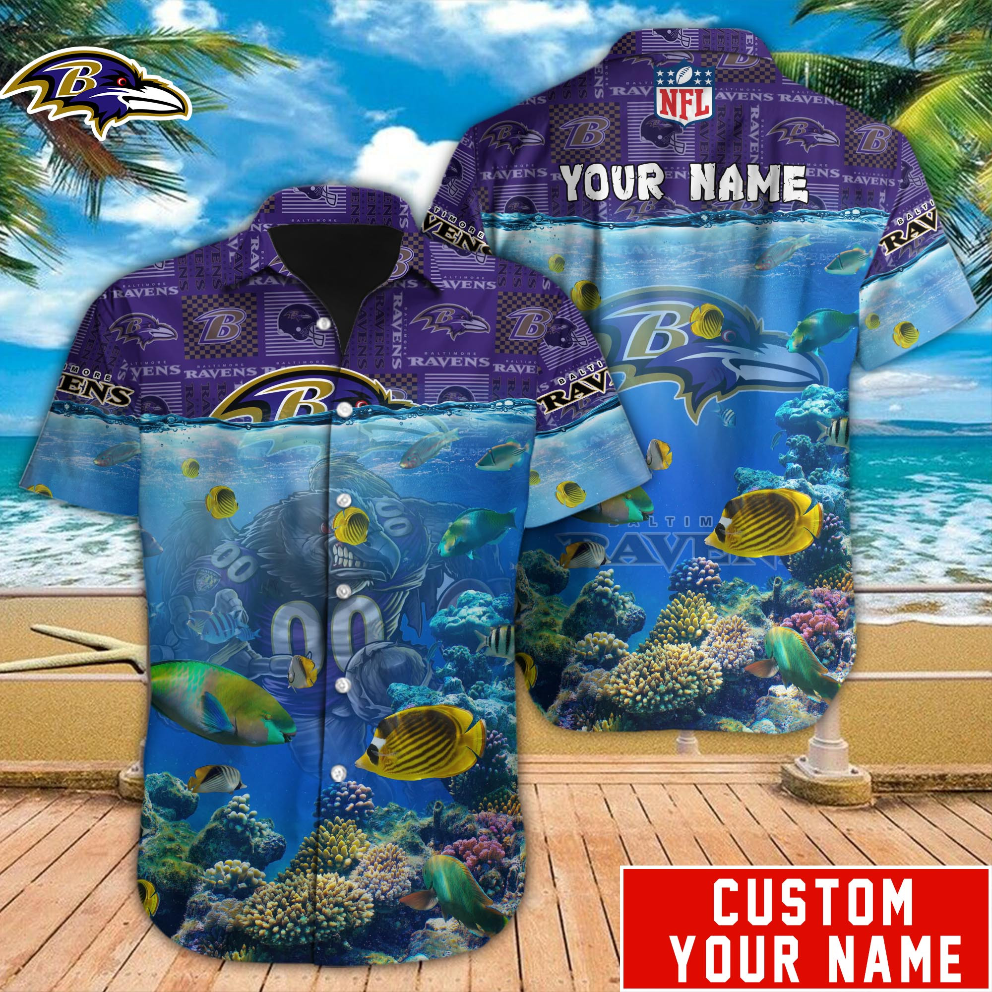 Baltimore Ravens Nfl-Hawaiian Shirt Custom M-39359