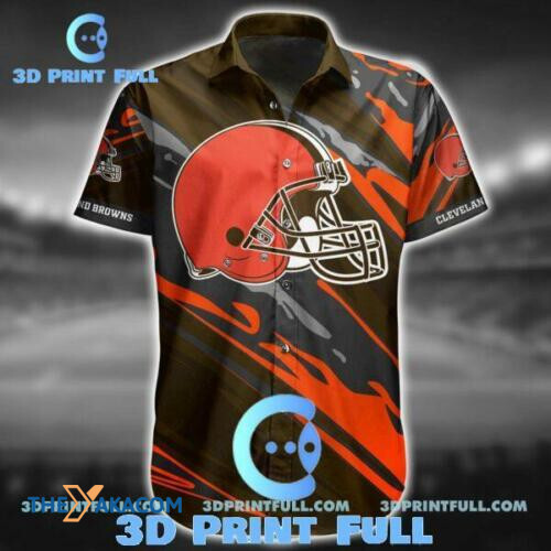 Cleveland Browns Helmet Blending Pattern Gift For Fan Nfl Short Sleeve Hawaiian Shirt