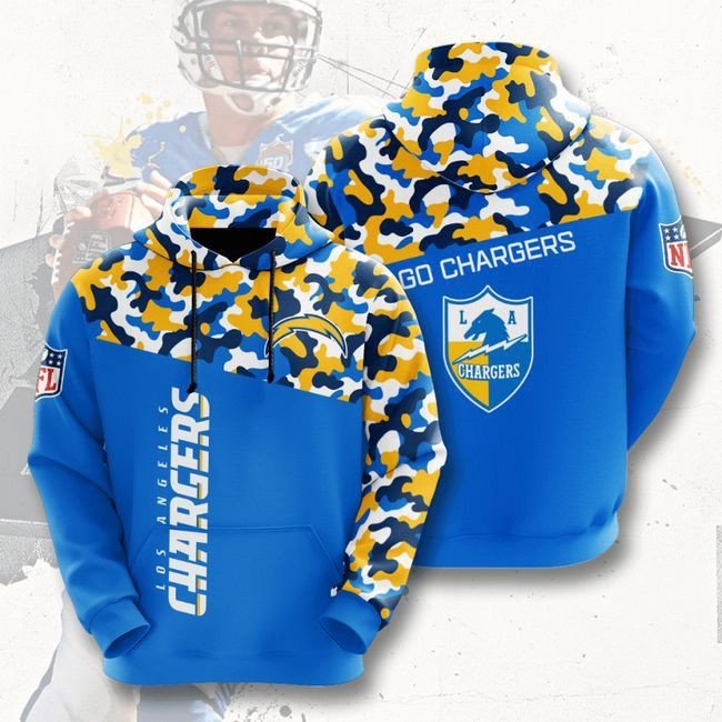 Los Angeles Chargers Football Camo 58 Unisex 3D Hoodie Gift For Fans