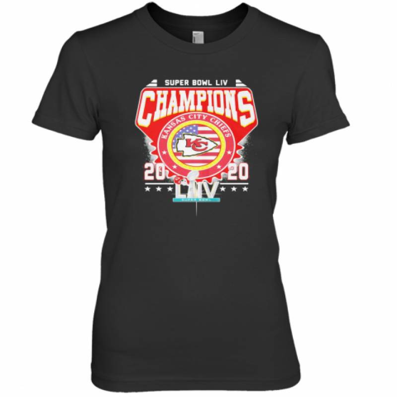 Super Bowl Liv Champions Kansas City Chiefs 2020 American Flag Independence Day Premium Women's T-Shirt