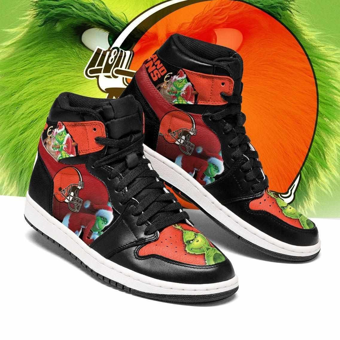 The Grinch Cleveland Browns Design Air Jordan 1 High Printing Shoes Sneaker