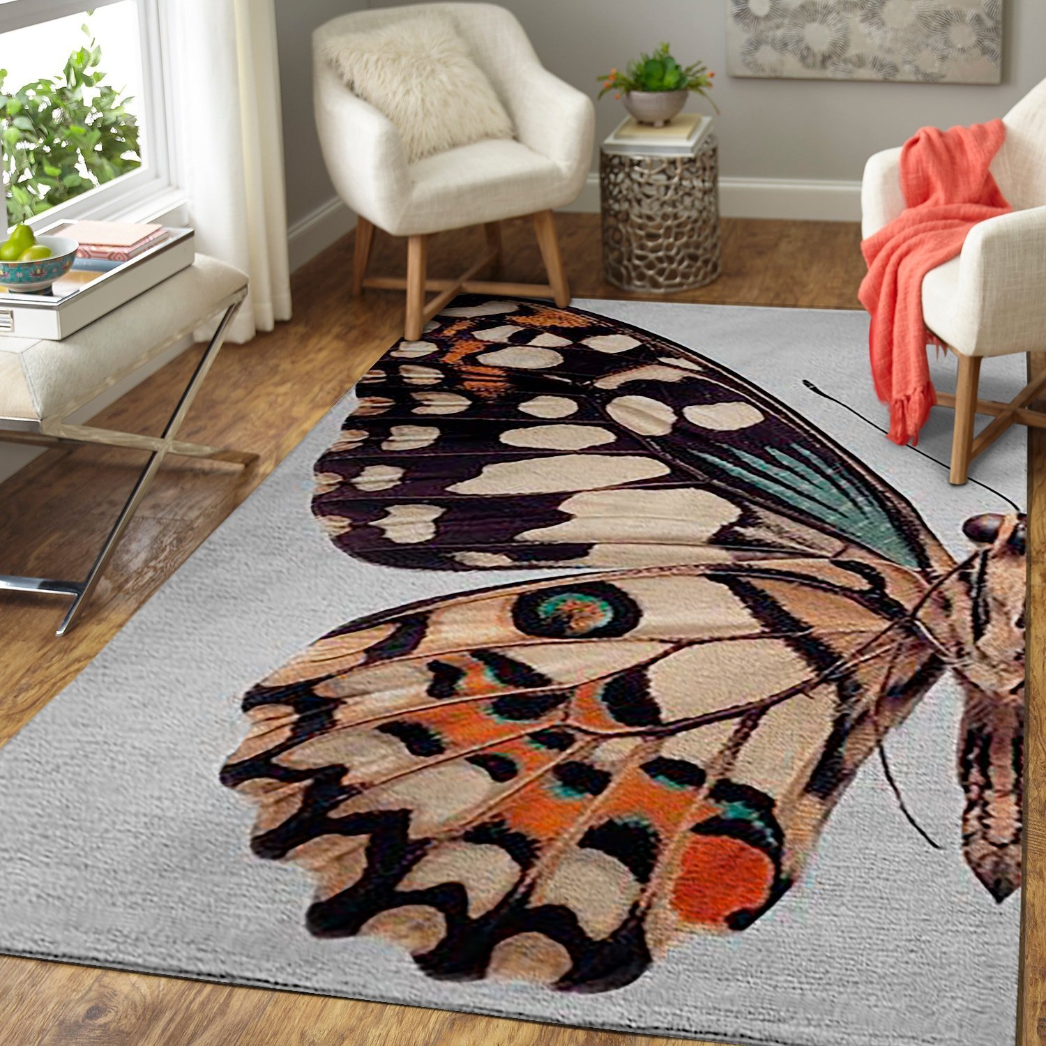 Butterfly Wing Rug / Animal Print Floor Decor Rb7A8E7E7288
