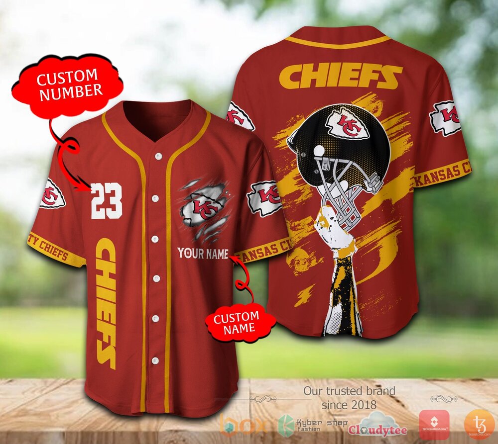 New National Football League Kansas City Chiefs Team Personalized Baseball Jersey Shirt