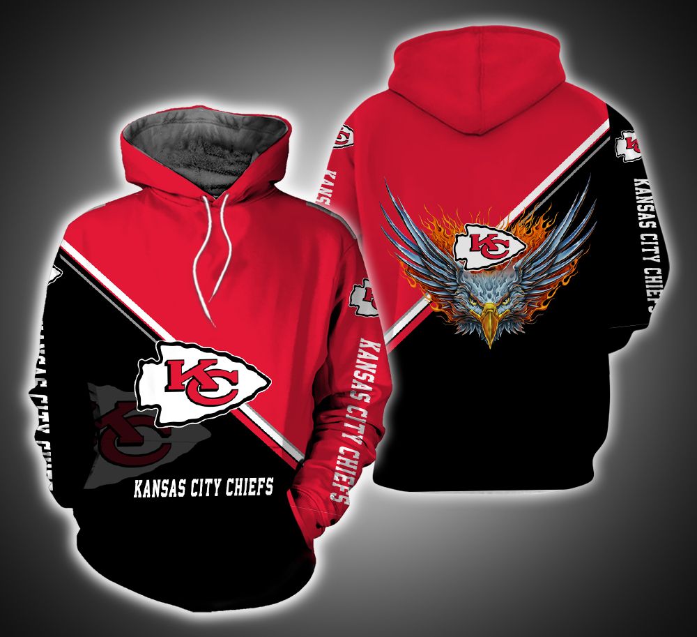 Kansas City Chiefs Fire Eagle 3D Print Hoodie