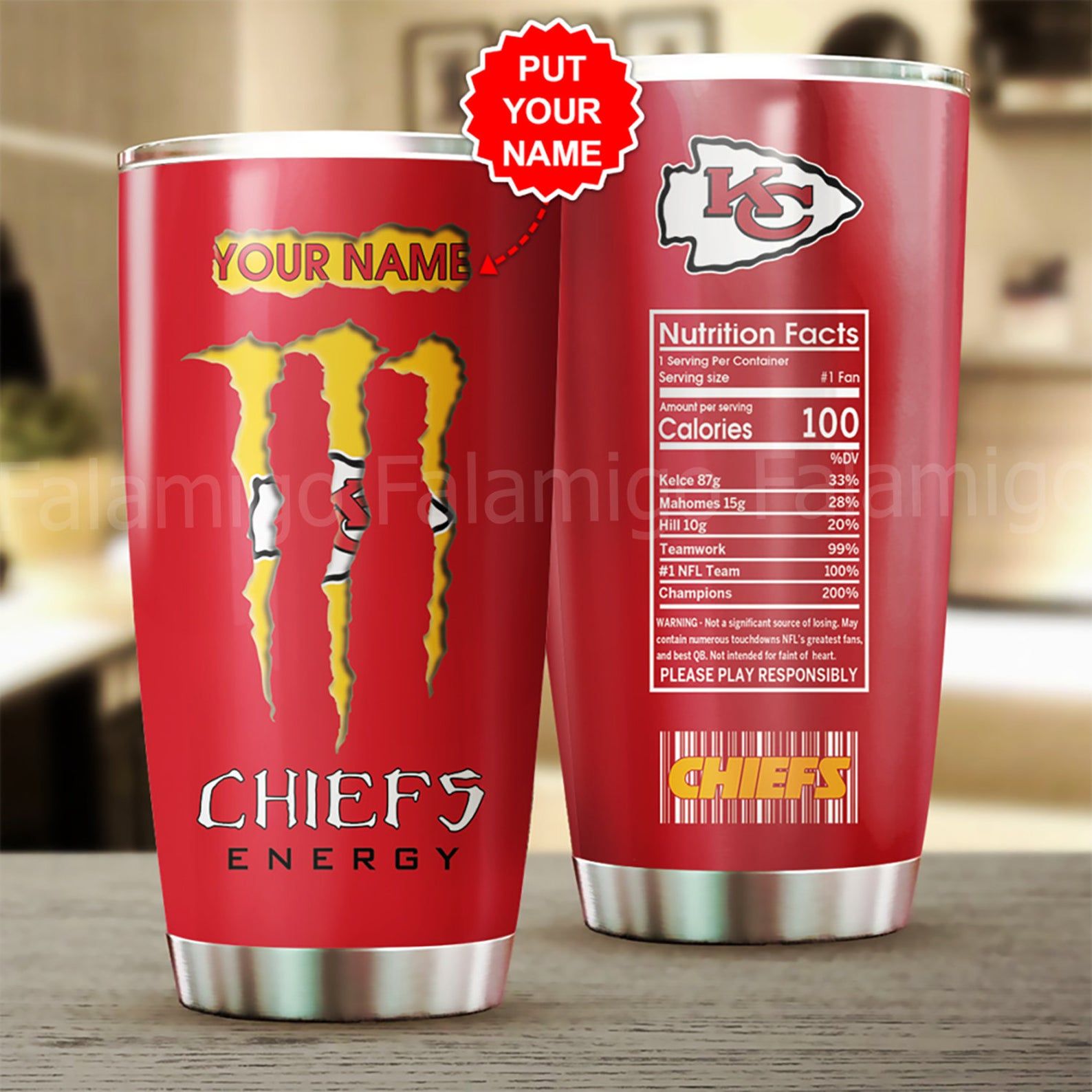 Personalized Kansas City Chiefs Stainless Steel Tumbler – Tumbler 20oz