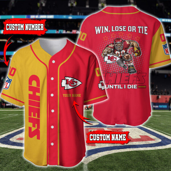 Kansas City Chiefs Personalized Baseball Jersey Bg577