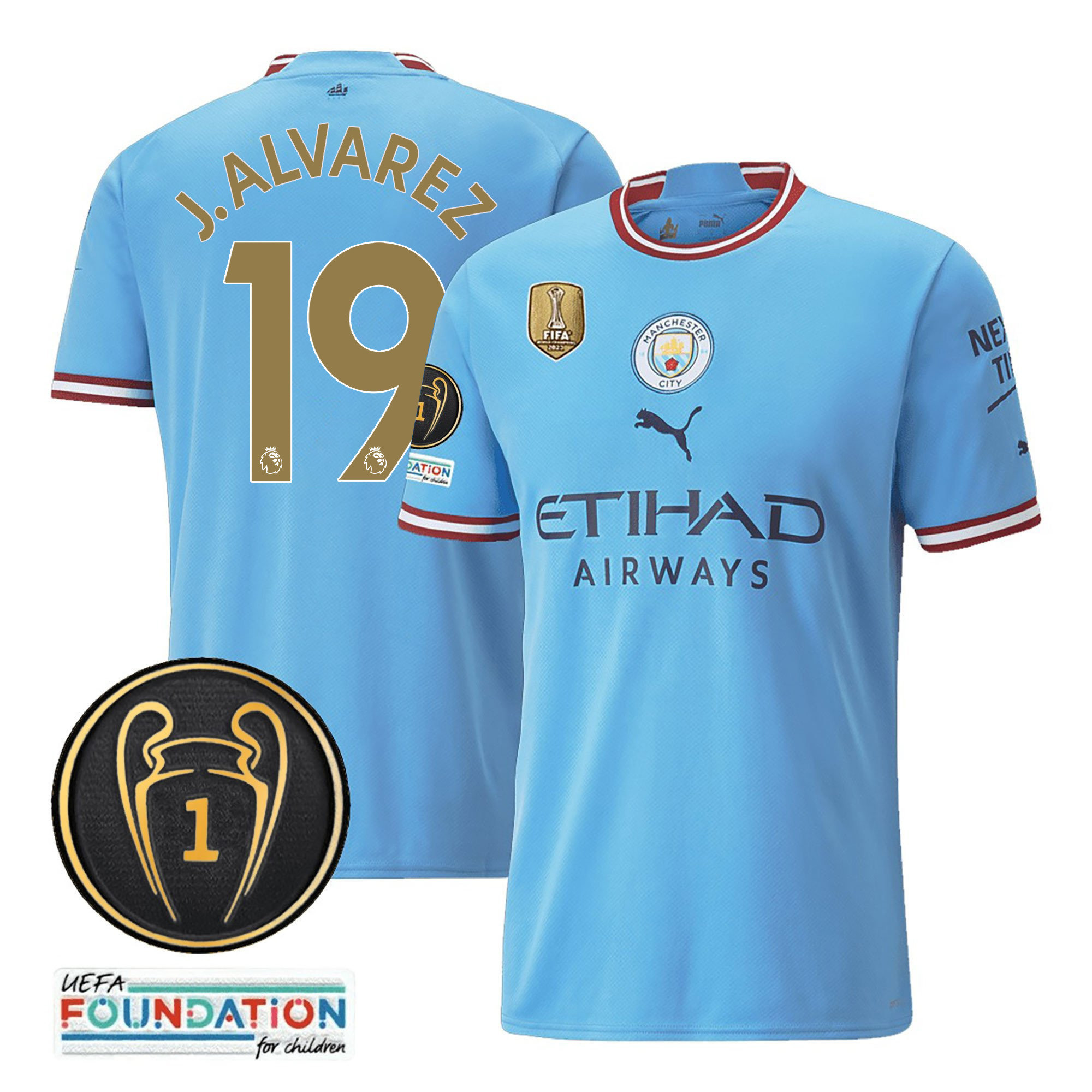 Manchester City Julian Alvarez C1 Champions Gold Patch Jersey Vagena