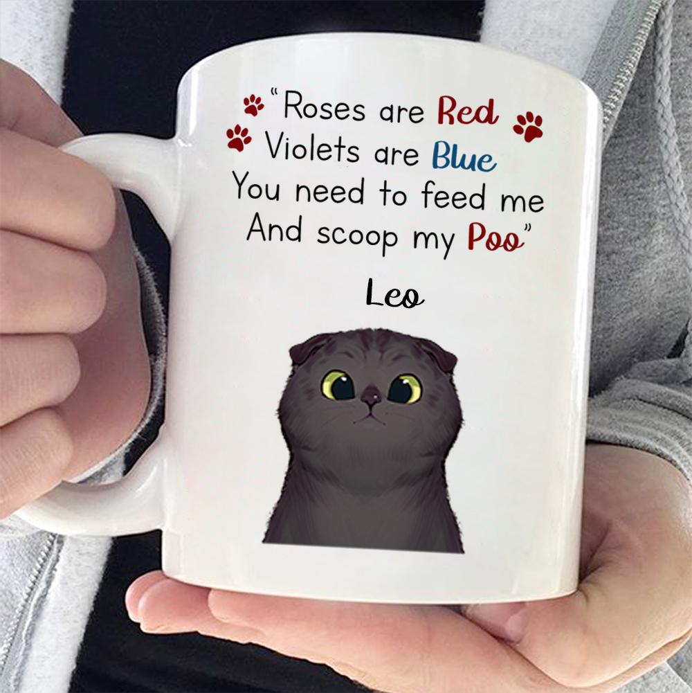 Curious Cat – Roses Are Red Violets Are Blue – Funny Personalized Cat Mug