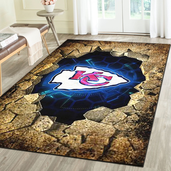 Kansas City Chiefs Rug, Football Team Living Room Bedroom Carpet, Sports Floor Decor