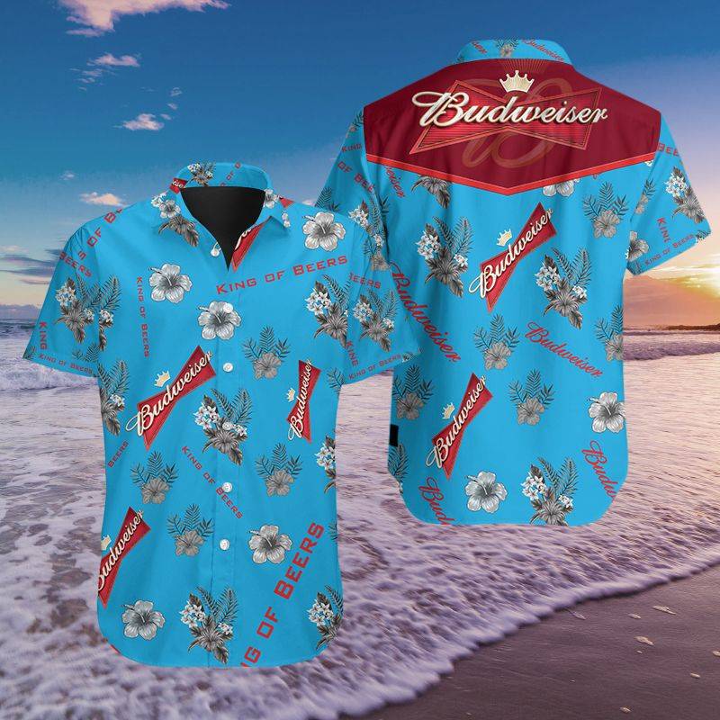 3D All Over Printed Budweiser VTH HAWAIIAN Shirts Ver 1 (Blue)