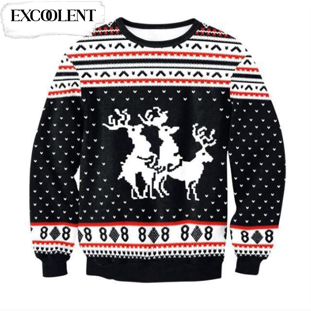 Deer Christmas Ugly Christmas Sweater Adult – Retro Christmas Sweater – Christmas Graphic Sweater