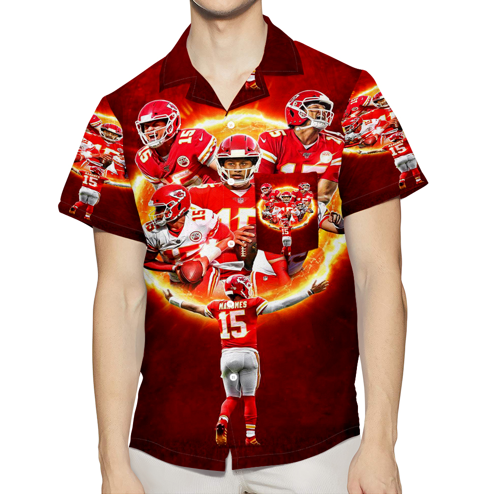 Kansas City Chiefs Patrick Mahomes 15 V5 3D All Over Print Summer Beach Hawaiian Shirt With Pocket