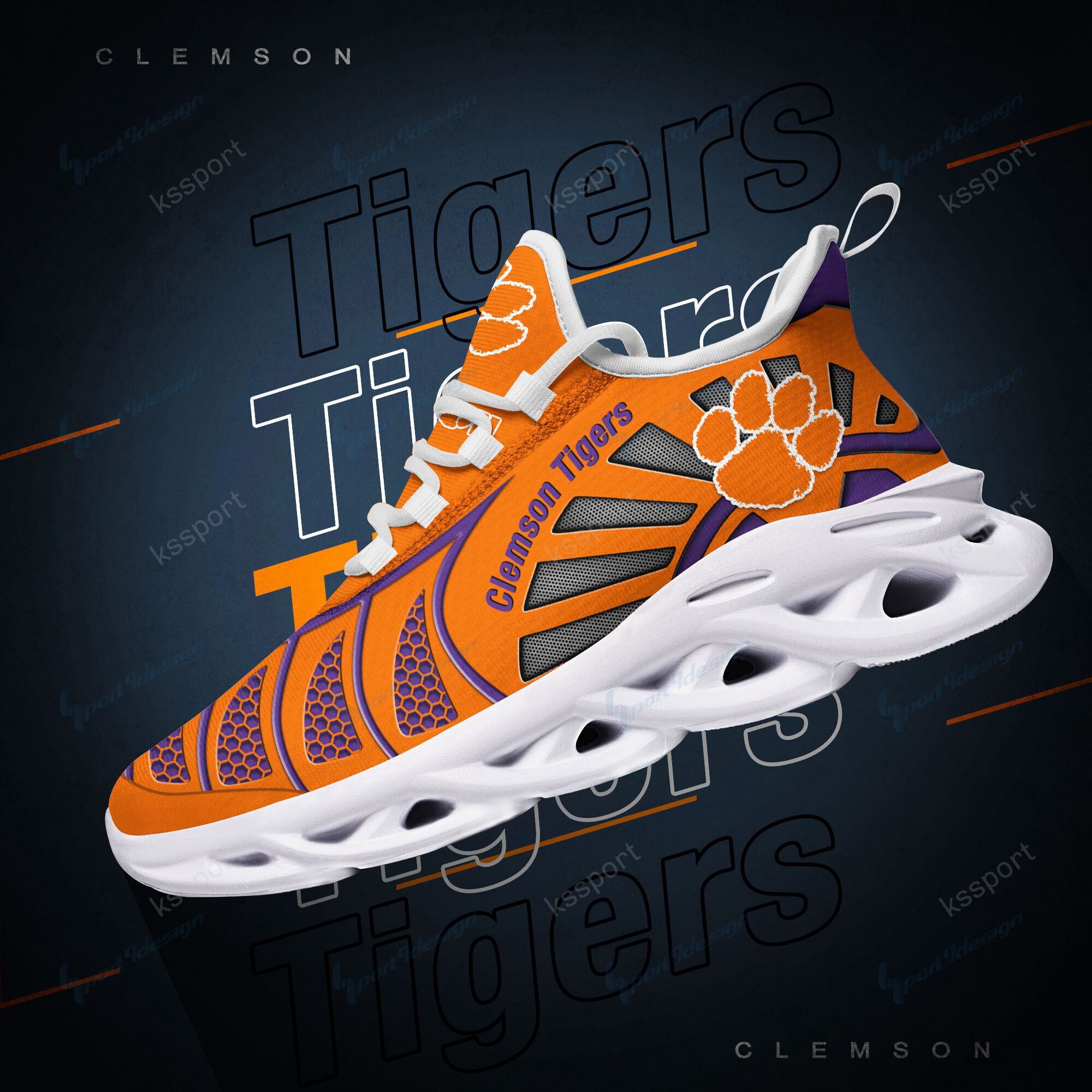 Clemson Tigers Yezy Running Sneakers Bb21