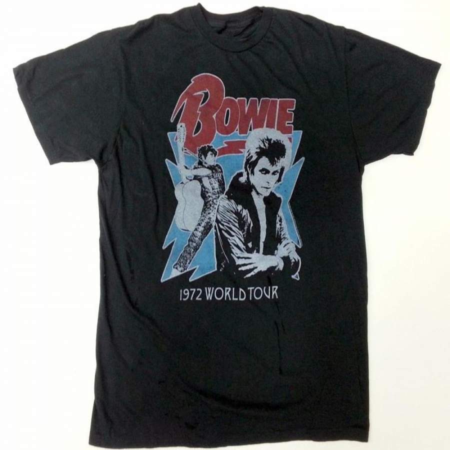 David Bowie 1972 WORLD TOUR Vintage T Shirt Music Hip Hop Tops Tee Shirts Hipster Summer Style T-Shirt