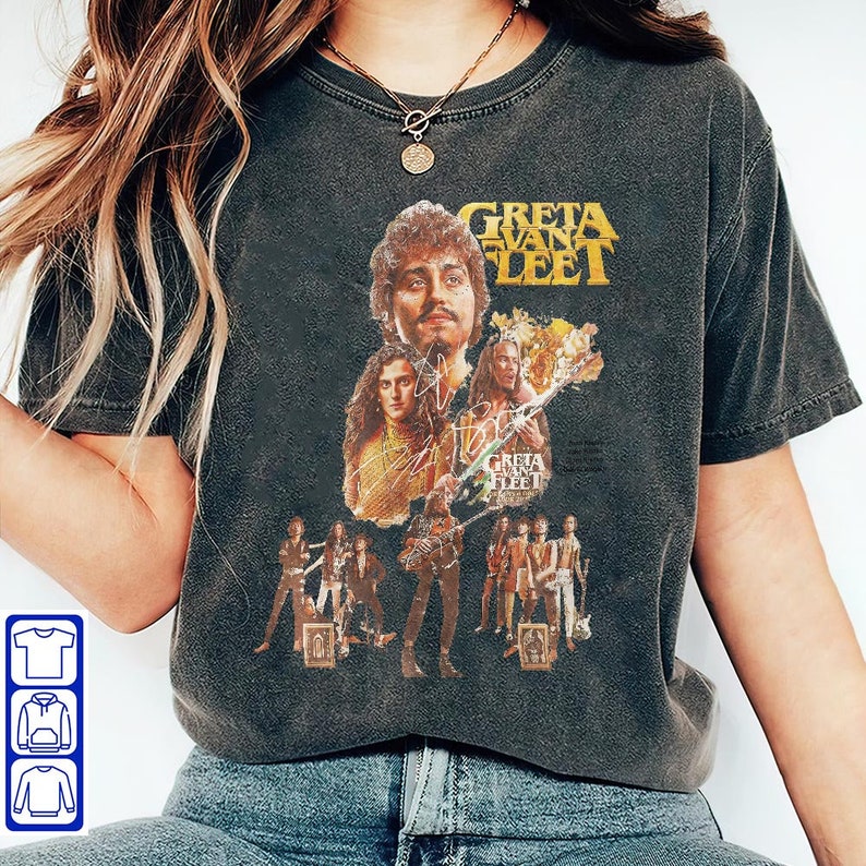 Vintage Greta Van Fleet Shirt, Retro Musical Shirt, Boho Vintage Musician Shirt, Retro Greta Van Fleet Tshirt, Dream In Gold Tour 2023 Shirt