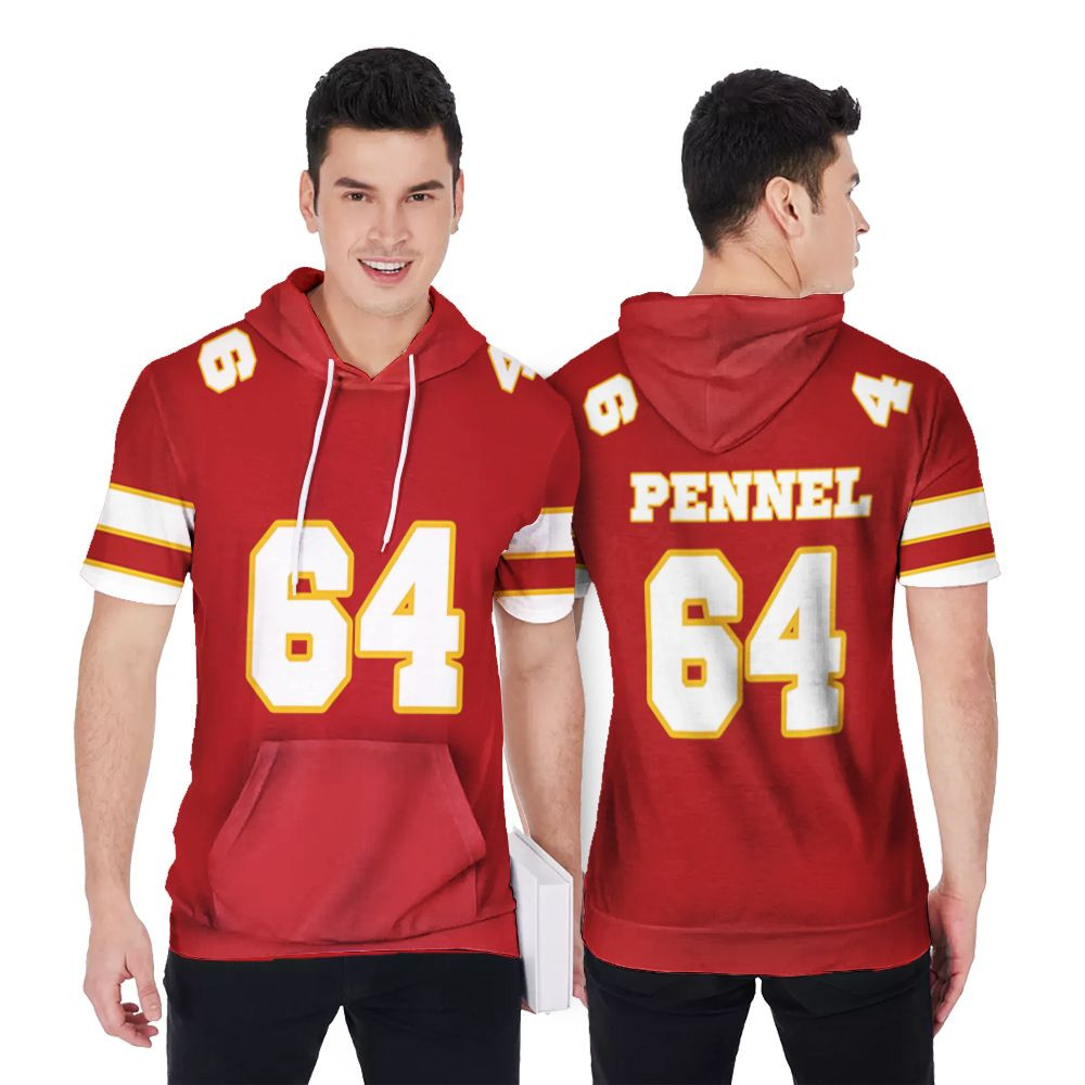 Kansas City Chiefs Mike Pennel 64 Great Player Red Game Jersey Style Gift For Chiefs Fans Pennel Lovers Short Sleeve Hoodie