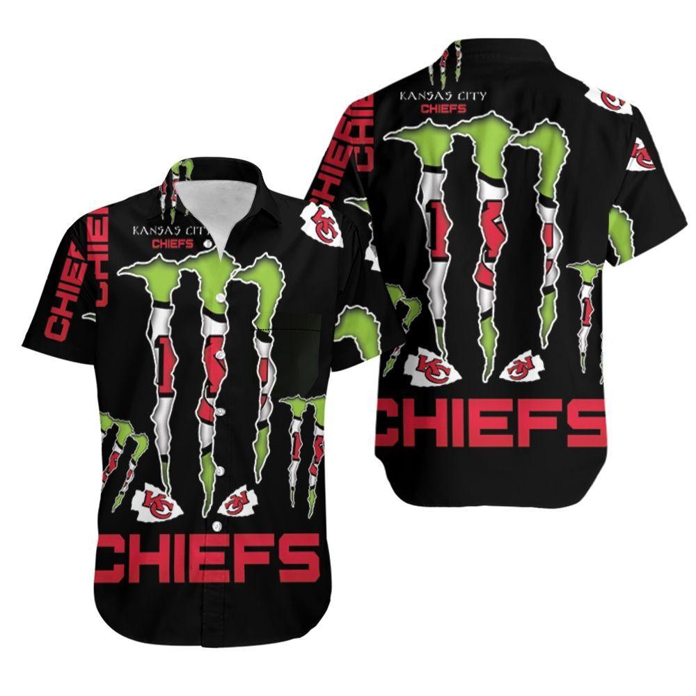 Beach Shirt Monster Energy Logo For Lovers Kansas City Chiefs Hawaiian Shirt