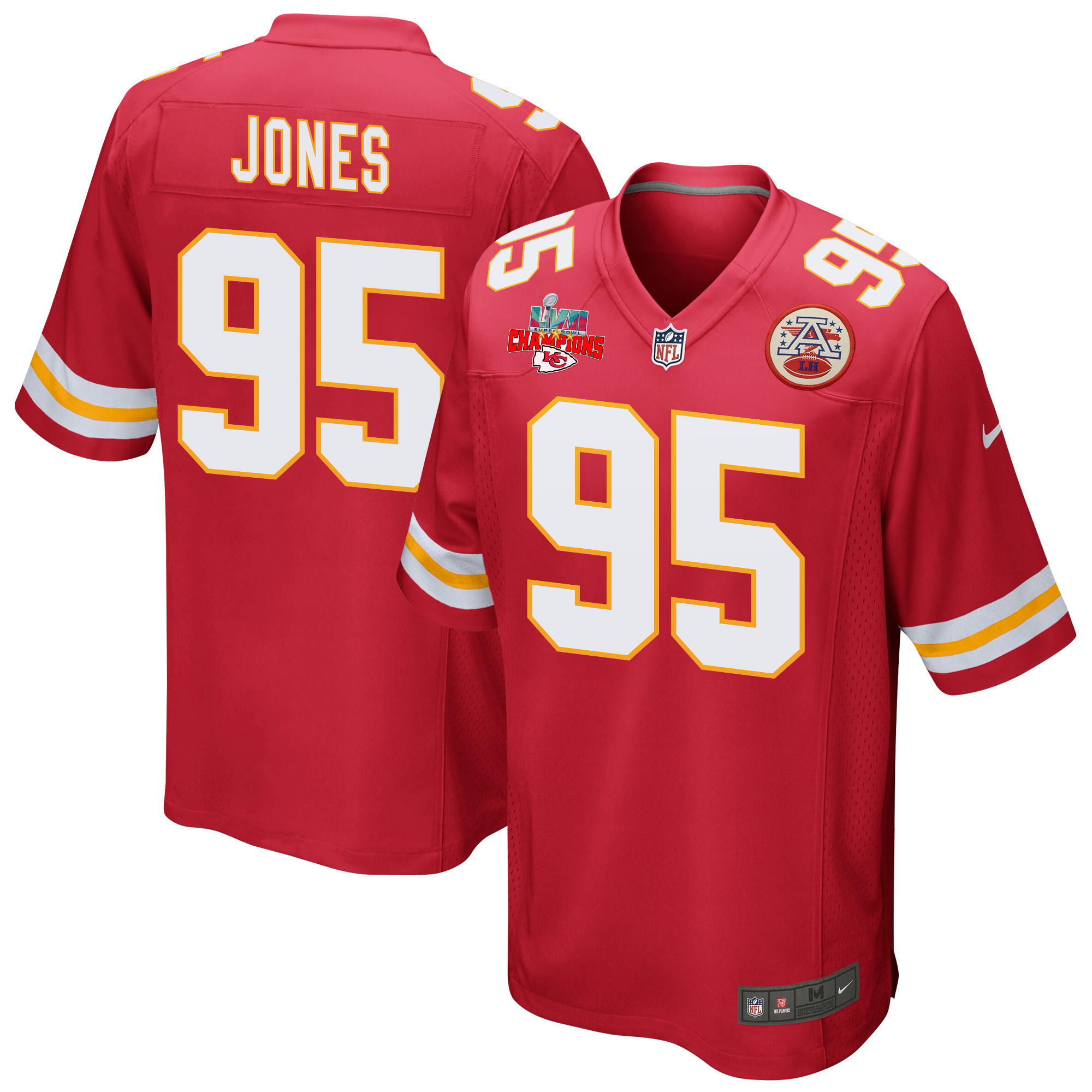 Chris Jones 95 Kansas City Chiefs Super Bowl Lvii Champions 3 Stars Men Game Jersey – Red