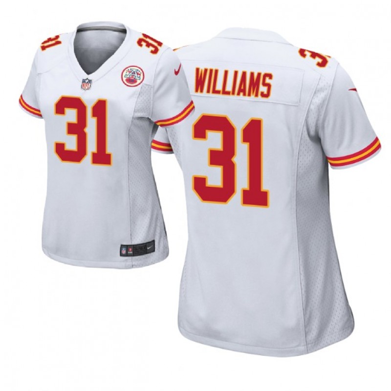 Kansas City Chiefs #31 Darrel Williams White Women Game Jersey