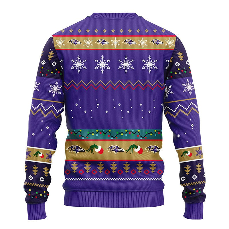 Baltimore Ravens 12 Grinch Xmas Day Ugly Christmas Sweater