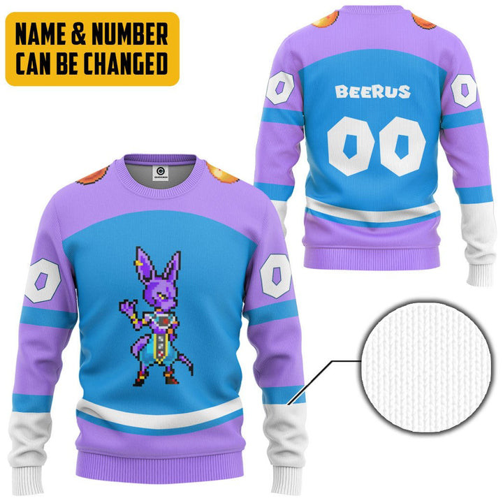 Personalized Dragon Ball Z Pixel Beerus Ugly Christmas Sweater – All Over Print 3D Sweater