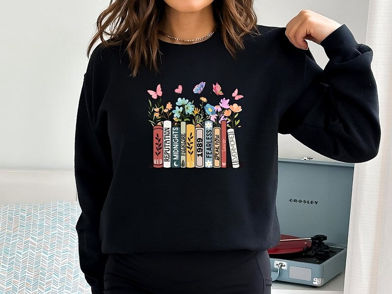 Albums As Books Sweatshirt, Trendy Aesthetic For Book Lovers, Swiftie Shirt, Eras Tour Gift, Music Tour Sweatshirt