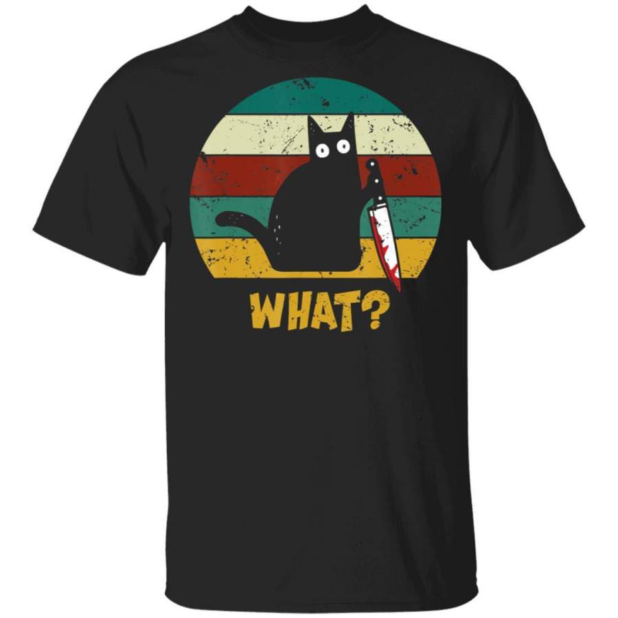 WHAT Murderous Cat With Knife Vintage Halloween Gifts 2019 Coffee Mug Unisex Men Women Tshirt