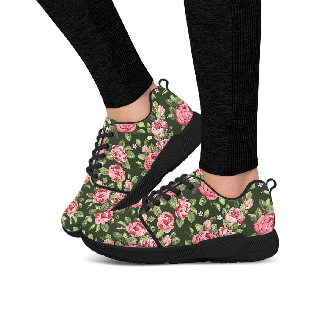 Vintage Pink Rose Floral Print Women’S Athletic Shoes