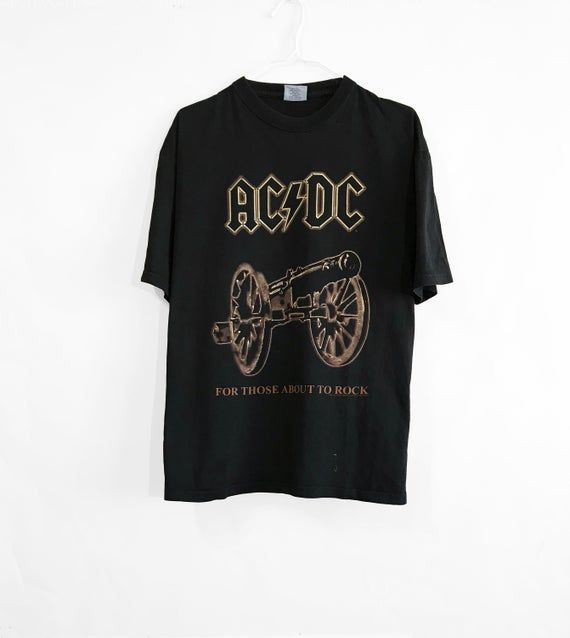 Vintage 1999 Ac Dc For Those About To Rock Shirt Rare We Salute You Heavy Metal Hard Rock And Roll Band Promo Black Shirt