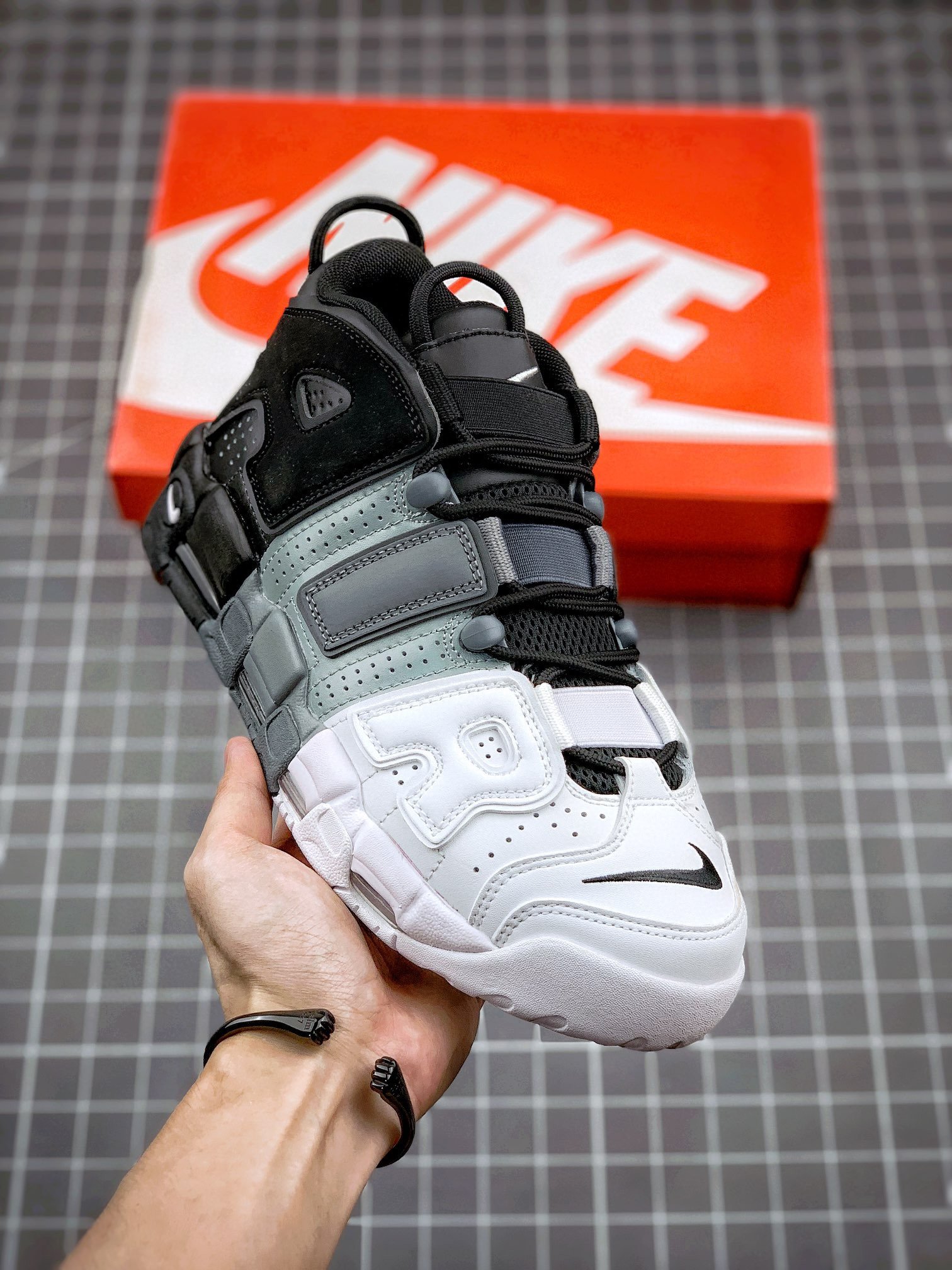 Nike Air More Uptempo Tri-Color BlackCool-Grey-White 5338673