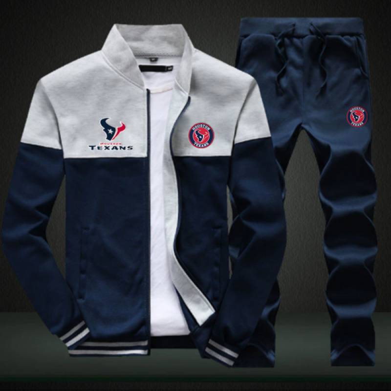 Houston Texans Sweatshirt +Sweatpants Mens Clothing 2 Pieces Sets Slim Tracksuit