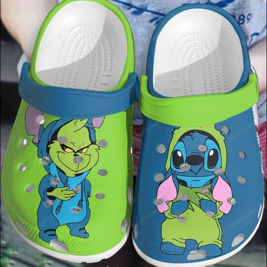 Stitch And Grinch Couples Stole Christmas Crocs Shoes Crocband #Dh